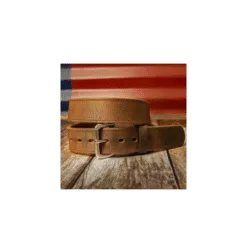 Leather Belt with Brass Buckle